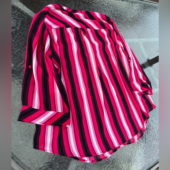 Torrid Harper Georgette 3/4 Sleeve Striped Blouse Size 3X - Picture 6 of 10